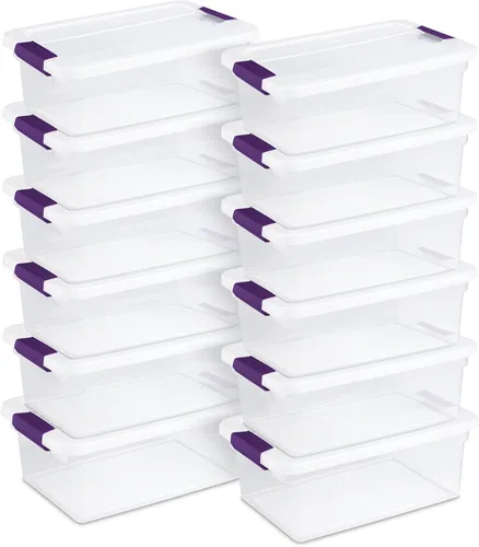 Vista 24 de Sterilite ClearView Latch - Caja de almacenamiento con ruedas para debajo de la cama, contenedor apilable con tapa, contenedor de plástico