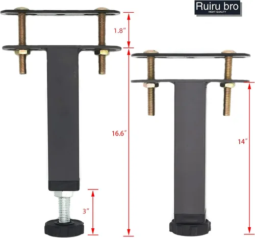 Vista 3 de 2 patas de soporte central de altura ajustable para marco de cama, marco de cama de acero o patas de soporte de listones centrales de madera, patas