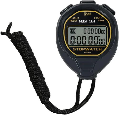 Vista 10 de Digital Simple Stopwatch, 1/30 Lap Basic Stopwatch, No Bells, No Clock, No Alarm, Silent, Child Friendly, ON/Off for Swimming Coaches Kids