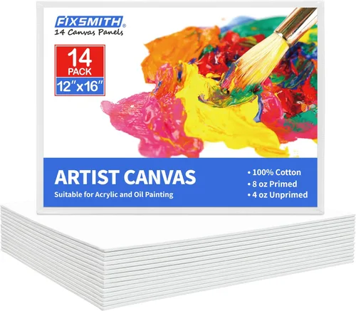 Vista 11 de FIXSMITH Tableros de lienzo para pintar de 3 x 5 pulgadas, paquete de 24 mini lienzos, paneles de lienzo blanco en blanco, 100% algodón imprimado