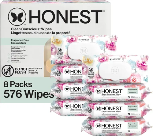 Vista 30 de The Honest Company Clean Conscious Toallitas multiusos Hipoalergénicas + sin fragancia para piel sensible Más del 99% de agua, compostables, a