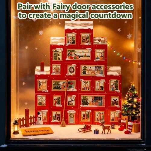 Vista 4 de GWHOLE Cajas de calendario de Adviento de Navidad, 24 unidades, caja de papel para manualidades con calcomanías de números para decoración