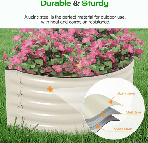 Vista 5 de Aoodor Cama de jardín elevada galvanizada de 42 pulgadas de largo x 24 pulgadas de ancho x 17 pulgadas de alto, macetas duraderas para exteriores