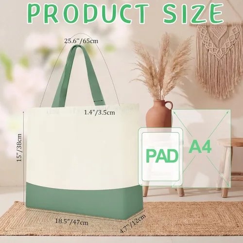 Vista 3 de Epakh Paquete de 12 bolsas de lona a granel de 18.5 x 15 pulgadas, bolsas de compras reutilizables para comestibles, equipaje para compras