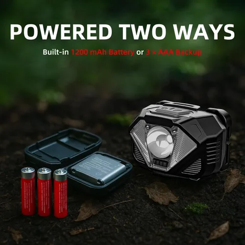Vista 3 de WARSUN WH02 - Linterna frontal LED, recargable con sensor de movimiento, luz brillante ultraligera con doble potencia, 5 modos de luz roja y blanca