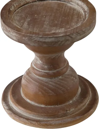 Vista 5 de SOFE Portavelas de madera rústica grande, soporte para pilar de vela marrón, soportes de velas de granja para velas de pilar, candelabros de madera