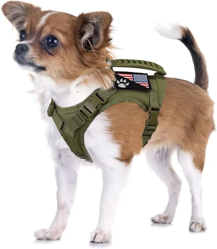 Vista 15 de Arnés táctico para perro, táctico con mango de goma, K9, ajustable militar, chaleco para cachorros, arnés para entrenamiento al aire libre, XS
