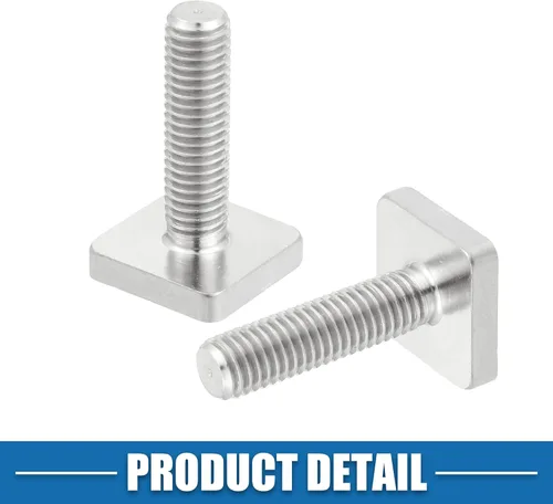 Vista 6 de Perno de ranura en forma de T M8 con arandela de tuercas en forma de T, accesorios de acero inoxidable (paquete de 6)