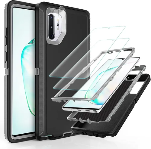 Vista 9 de YmhxcY Note 10 Plus - Funda con película de TPU flexible autorreparable (paquete de 2) y película protectora de pantalla para lente de cámara