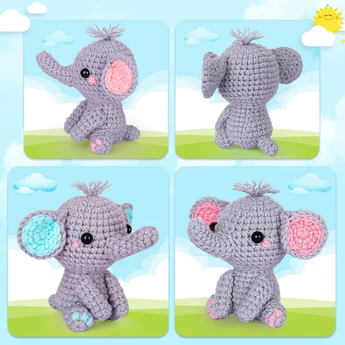 Vista 32 de Crochet Kit for Beginners, Beginner Crochet Kit for Adults with Step-by-Step Video Tutorials, DIY Crochet Animal Kits Kids Knitting Supplies