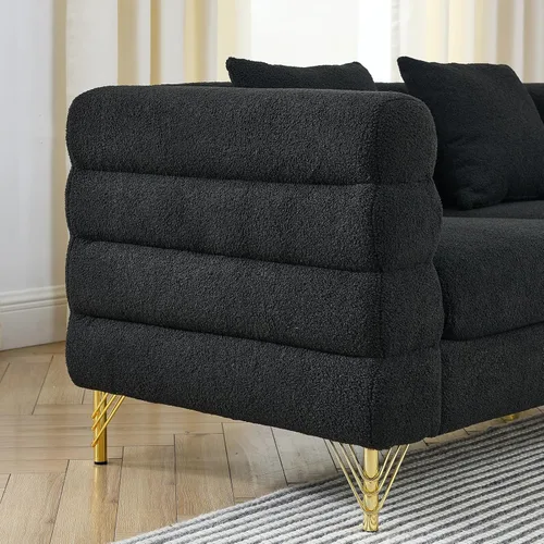 Vista 6 de Modern Loveseat Sofa Couch for Living Room, 81''W Lounge Futon Couch with 3 Pillows, Comfortable Seating Cushion, for Small Space Apartment, Concise
