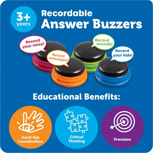 Vista 6 de Recursos de aprendizaje Timbres de respuesta grabables - Suministros imprescindibles en el aula, juguetes para niños, botón de efecto de sonido