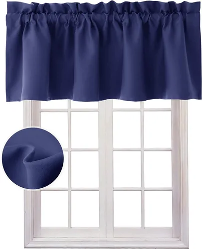 Vista 11 de Hiasan Cortinas opacas con cenefa para oscurecimiento sólido de habitación, cenefas con bolsillo para barra, para ventanas, 42 x 12 pulgadas