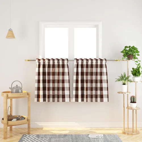 Vista 28 de Cenefas de cortina para ventana de 16 pulgadas de largo, 2 paneles de cuadros búfalo, cortinas pequeñas con bolsillo para barra, estilo clásico