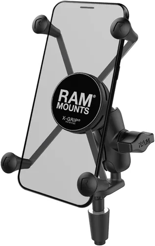 RAM Mounts X-Grip RAM-B-176-A-UN10U - Soporte de teléfono grande con base de vástago de horquilla de motocicleta con brazo corto para vástagos de