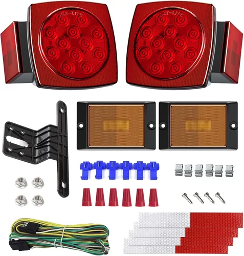 Kit de luz de remolque de 12 V con certificación DOT para barco, caravana, automóvil, fácil montaje con arnés de alambre, oblea LED, impermeable,