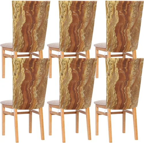 Juego de 6 protectores de silla decorativos con textura de mármol dorado para decoración del hogar, comedor, fundas suaves para sillas de comedor