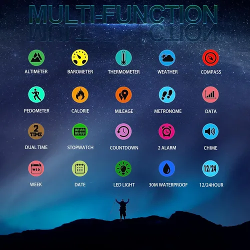 Vista 6 de WINKONMU Military Watches with Compass Altimeter Barometer Pedometer Thermometer, Outdoors Watch for Men