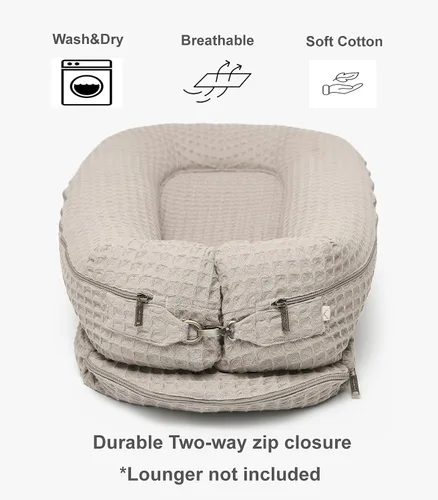 Vista 2 de Funda orgánica Deluxe+ para muelles • 100% algodón de calidad premium Oeko-TEX Standard • Funda suave de repuesto pura transpirable con bordado •