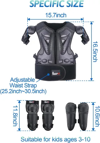 Vista 6 de StarknightMT Conjunto de Armadura para Motocicleta Infantil, Equipo para Moto de Tierra, Chaleco Protector para Pecho, Columna Vertebral, Espalda