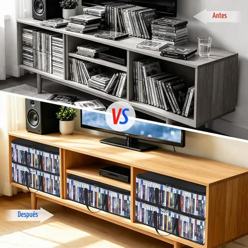 Vista 7 de Bolsas de almacenamiento de DVD CCidea (Set de 2) Funda de PVC transparente con asas para cajas de DVDs/CDs/VHS/Blu Ray/Películas/Videojuegos - Cada
