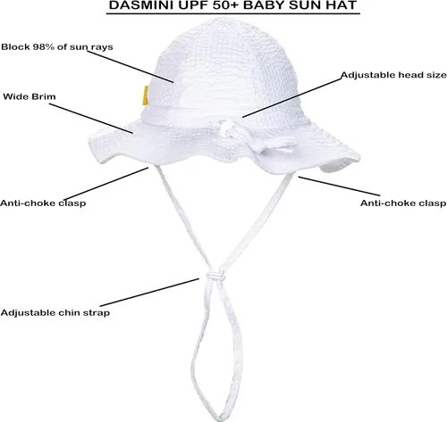 Vista 2 de Sombreros de ala ancha para bebés y niños pequeños, protección solar UPF 50+, lindo sombrero ajustable en sirsaca