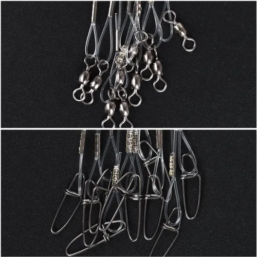 Vista 3 de Líderes de pesca de fluorocarbono 100% de 50 libras, 10/20 unidades, agua salada/agua dulce, línea líder de fluorocarbono de 20 pulgadas con giro
