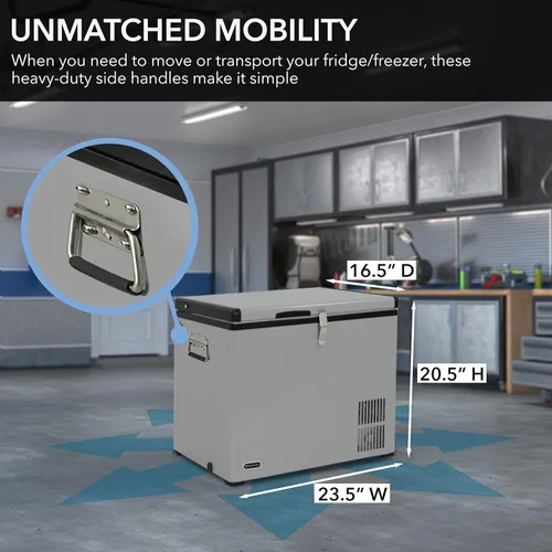 Vista 8 de Nevera portátil Whynter de 45 cuartos de galón modelo FM-45G con fuente CA de 110 voltios y CC de 12 voltios para automóvil, casa rodante, hogar