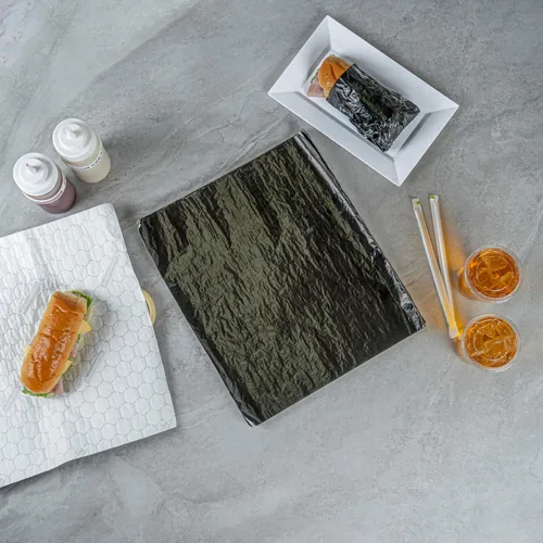 Vista 9 de Restaurantware -Foil Lux - Envolturas para sándwich de 14 x 16 pulgadas, 500 revestimientos aislados para cestas de alimentos, desechables, Negro