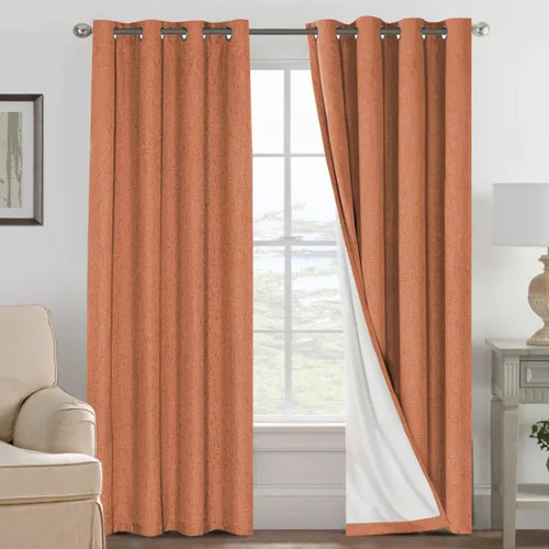 Vista 15 de H.VERSAILTEX Cortinas 100% opacas con aislamiento térmico, texturizadas, de lino, con bloqueo completo de calor y luz, para sala de estar y Negro