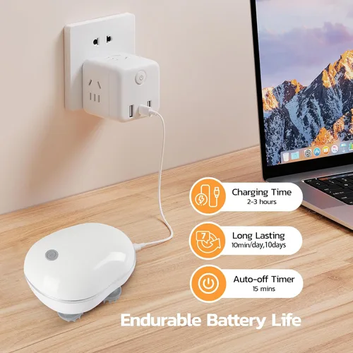 Vista 5 de Masajeador eléctrico para gatos y perros de interior. Masajeador de cabeza de gato de mano con 4 cabezales de masaje de silicona, masajeador