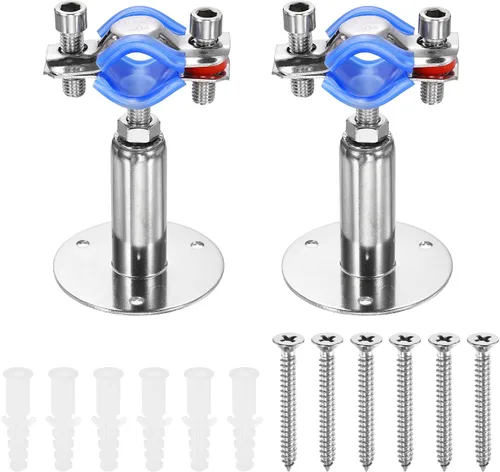 Vista 18 de HARFINGTON Juego de 2 soportes de montaje en pared para montaje en techo de acero inoxidable 304, abrazadera de soporte de tubo ajustable