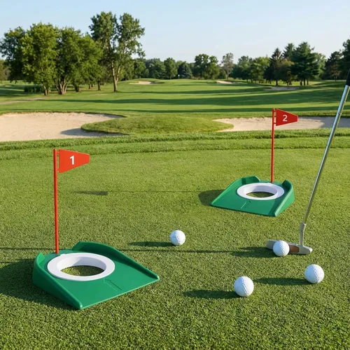 Vista 6 de Sotiff Práctica de práctica de golf con agujero de copa, accesorios de golf, putters de entrenamiento con bandera de plástico para adultos, oficina