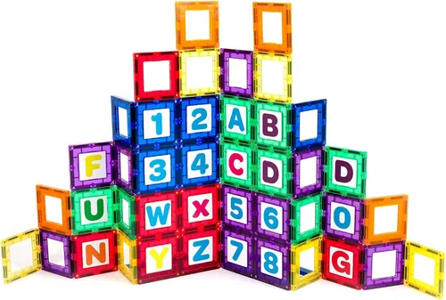 Vista 3 de Playmags Juego de construcción de azulejos magnéticos: Clickins educativos exclusivos de 36 piezas. Kit: 18 ventanas de azulejos magnéticos