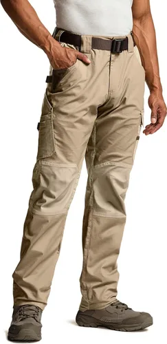 CQR - Pantalones de trabajo tipo cargo para hombres, tácticos, impermeables, de secado rápido, ligeros y elásticos, para exteriores y senderismo