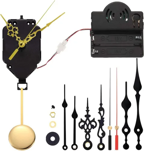 Reloj de cuarzo con movimiento de carillón de música, caja de música, piezas de reparación de mecanismo de pared DIY con 4 pares de manecillas de