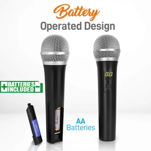 Vista 6 de PylePro PDWM3375 Premier Series sistema de sonido de dos canales con 2 micrófonos UHF inalámbricos y frecuencia seleccionable