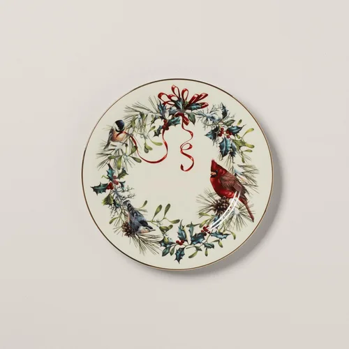 Vista 3 de Lenox 835219 Winter Greetings - Juego de 6 platos de cena, 10.75", vajilla navideña, entretenimiento navideño