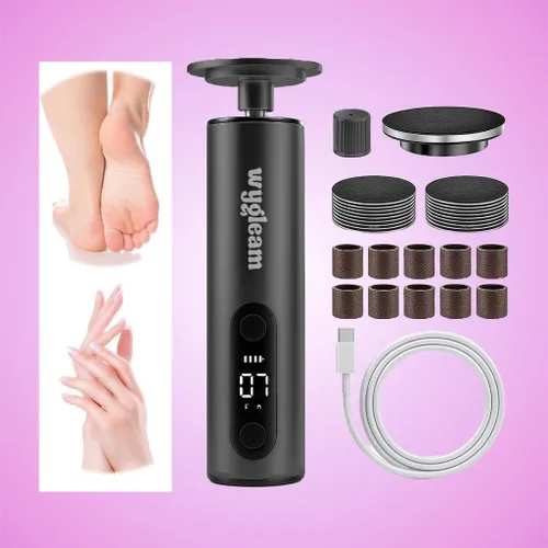 Vista 8 de Kit de removedor eléctrico de callos para pies y lima de uñas, herramientas de pedicura recargables 2 en 1 para pies impecables, lima de pies
