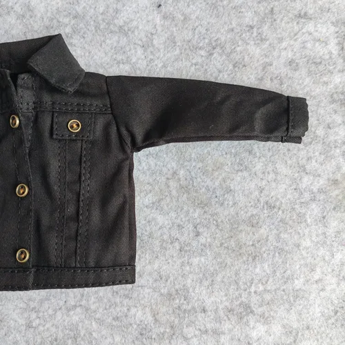 Vista 3 de SSbeauty M 1:6 Scale Jeans Coat Jacket for 12" TBLeague Phicen Macho Mujer Juguete Figura de Acción Muñeca Ropa (negro)