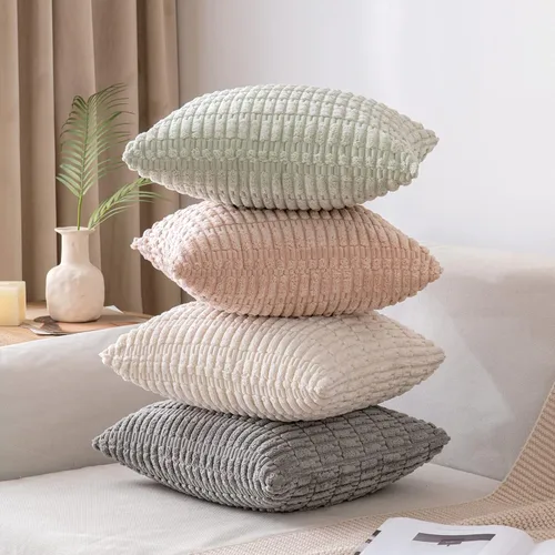 Vista 20 de MIULEE- Juego de 2 fundas de pana suave para cojín; diseño a rayas estilo bohemio, moderno, rural; decoración costera p/verano, hogar, sala de Azul