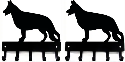 Vista 9 de Llavero de pared de pastor alemán #1, pequeño de 6 pulgadas de ancho con 5 ganchos, fabricado en Estados Unidos