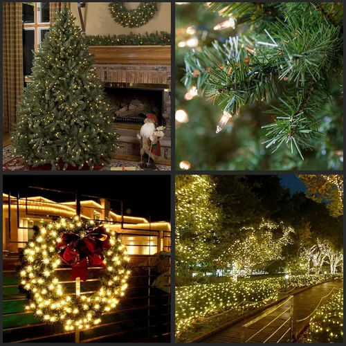 Vista 7 de 200 luces de Navidad naranjas, paquete de 2 hebras de 100 luces, 33 pies de cable marrón, luces de cadena de Halloween con certificación UL (naranja)