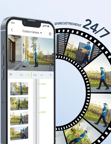 Vista 7 de GNCC Cámara de Seguridad 2K para Exteriores, IP65 Resistente a la Intemperie, Visión Nocturna, Detección de Movimiento y Sonido, Audio