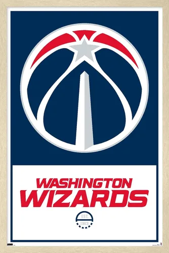 Vista 7 de Trends International NBA Washington Wizards - Póster de pared con logotipo 21, 14.725 x 22.375 pulgadas, versión enmarcada de madera de granero