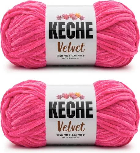 Vista 140 de Keche Hilo para ganchillo, hilo de terciopelo, chenilla suave, manta de bebé voluminosa amigurumi Yarn 3.53 oz (132 yardas) - Arona
