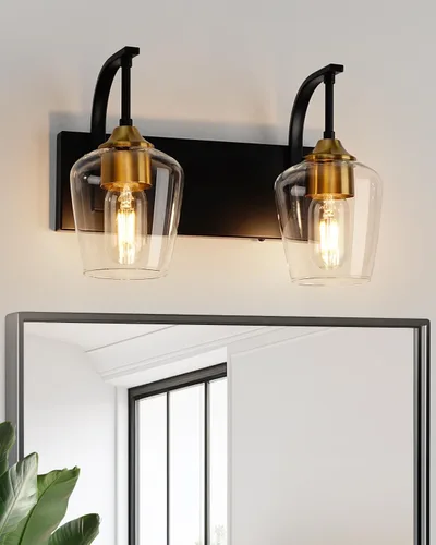 Vista 16 de Black Globe Bathroom Light Fixtures 3-Light Vanity Light with Plastic Milk White Globe Shades 11.81 inch Wall Sconce Lighting Over Mirror, Vanity