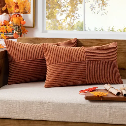 Vista 47 de MIULEE - Juego de 2 fundas de pana suave para cojines, diseño bohemio con parches texturizados unicolor, almohadones decorativos para sala de estar