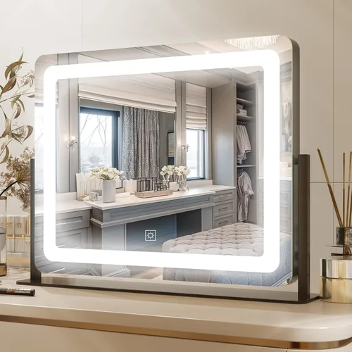 Vista 16 de PRIMETEK Espejo de tocador con luces, espejo de maquillaje grande de 19 x 22 pulgadas con luces, espejo de maquillaje iluminado LED, pantalla táctil