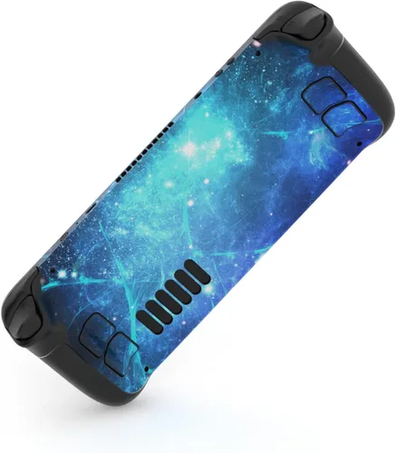Vista 9 de Conjunto completo de piel PlayVital para LCD de Steam Deck, calcomanías adhesivas para Steam Deck OLED - Nebulosa Azul